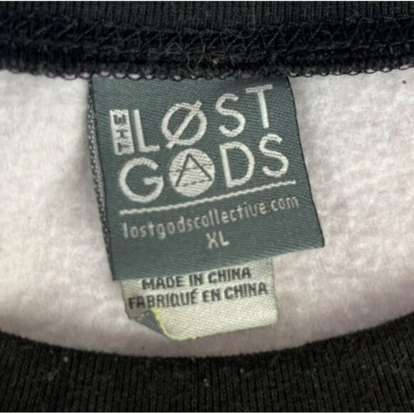 Lost gods Men's Sweatshirt Galaxy Cat Print XL Black Blue Polyester Spandex - Picture 3 of 4